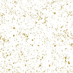 Abstract vector shiny golden textured dust, spots with sparkled gold foil on white background. Golden foil glitter background for Christmas, Wedding, Birthday events