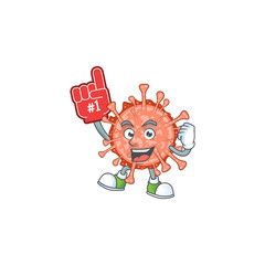 Bulbul coronavirus presented in cartoon character design with Foam finger