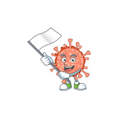 A patriotic bulbul coronavirus mascot character design holding standing flag