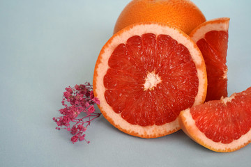 ripe grapefruit  on gray background