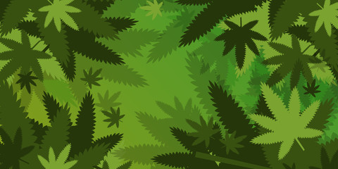 medical cannabis or marijuana leaves background hemp legalize drug consumption concept horizontal vector illustration