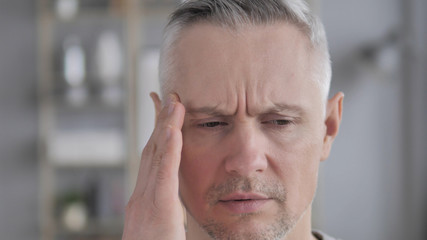 Headache, Portrait of Tense Middle Aged Gray Hair Man