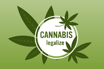 medical cannabis or marijuana leaves ganja legalize drug consumption concept horizontal vector illustration