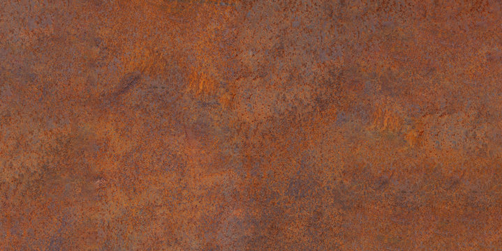 Panoramic of old rusty oxidized eroded metal. Old metal corrosion sheet.