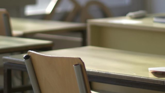 Empty high school classroom