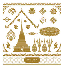 Thai art luxury temple, background pattern decoration for printing, flyers, poster, web, banner, brochure and card concept vector illustration