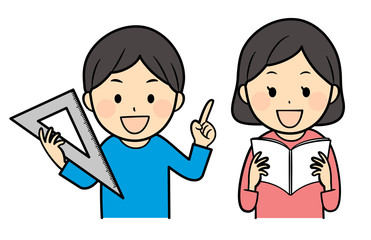 illustration of studying elementary students