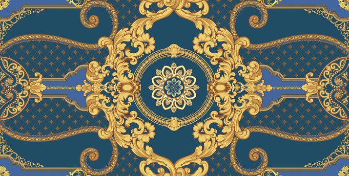 Exquisite baroque design, rococo design, suitable for textile clothing and wallpaper design