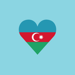 Azerbaijan flag icon in a heart shape in flat design. Independence day or National day holiday concept.