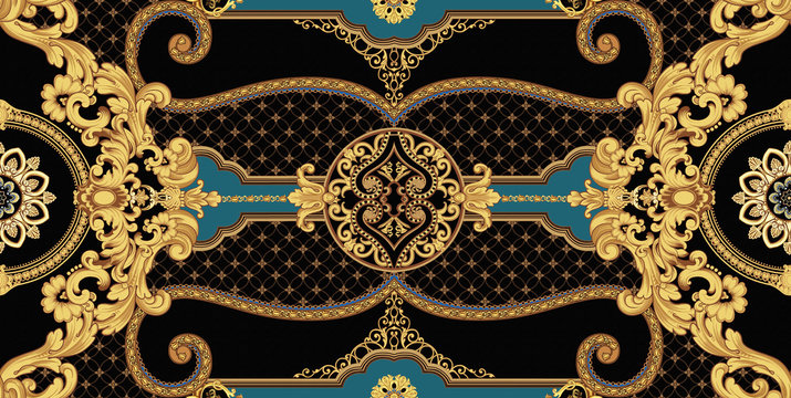 Exquisite baroque design, rococo design, suitable for textile clothing and wallpaper design