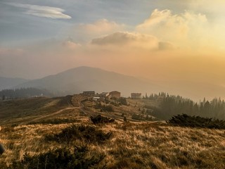 sunset in the mountains
