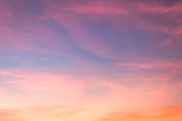 Dusk,Evening sky with colorful sunlight,Beautiful sunset cloud on twilight,majestic peaceful nature background.