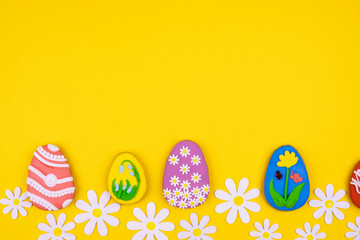 Easter cookies on a bright yellow background