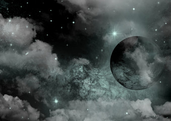 galaxy in a free space. 3D rendering