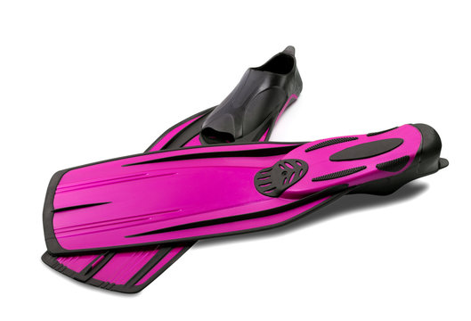 Pair Of Pink Flippers For Diving