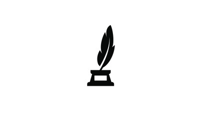 inkwell feather black logo icon design vector