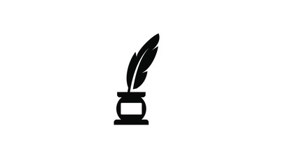 inkwell feather black logo icon design vector