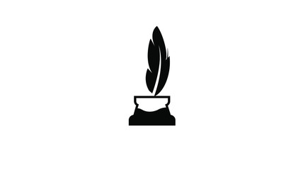 inkwell feather black logo icon design vector