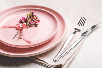 Beautiful table setting with floral decor