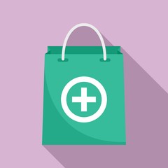 Pharmacist pill bag icon. Flat illustration of pharmacist pill bag vector icon for web design