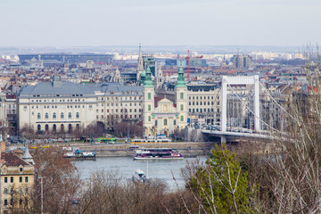 View of the Elizabeth Bridge from the Buda side in Budapest