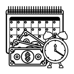 Obraz premium tax day calendar bills and clock vector design