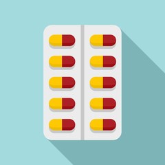Pills pack icon. Flat illustration of pills pack vector icon for web design