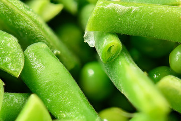 fresh chopped green bean pods background macro photo