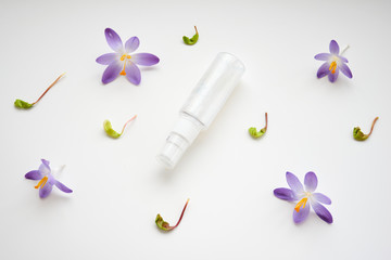 Natural organic skincare and healthy lifestyle concept. Top view of cosmetic products.