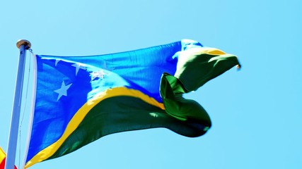 The national flag of Solomon Islands