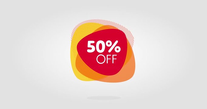 4K Animation. Special offer sale red tag isolated vector illustration. Discount offer price label, symbol for advertising campaign in retail, sale promo marketing, 50 percent off discount sticker