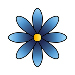 cute flower blue color isolated icon vector illustration design