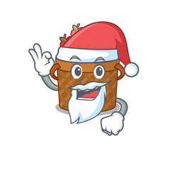 Apple basket in Santa cartoon character design showing ok finger