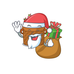 Santa apple basket Cartoon character design with box of gift