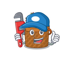Smart Plumber apple basket on cartoon character design