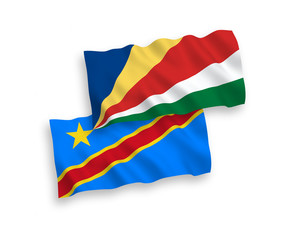 Flags of Democratic Republic of the Congo and Seychelles on a white background