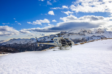 Helicopter in the high mountains