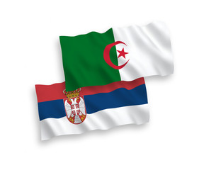 Flags of Algeria and Serbia on a white background