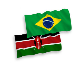 Fototapeta premium Flags of Brazil and Kenya on a white background