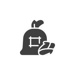 Corn cob sack vector icon. filled flat sign for mobile concept and web design. Bag of maize cob glyph icon. Symbol, logo illustration. Vector graphics