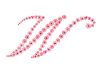 Watercolor drawing Pink flower alphabet