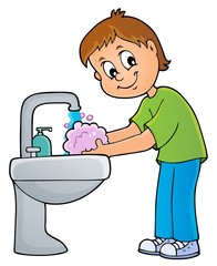 Boy washing hands theme 1