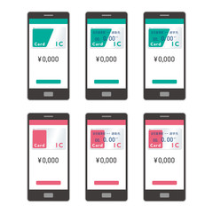 交通系モバイルICカードのベクターイラストセット