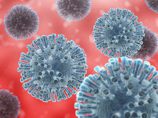 3d render illustration of a buch of coronaviruses ncov