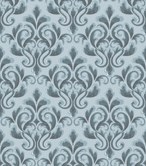Damask seamless emboss pattern background. Vector classical luxury old damask ornament, royal victorian seamless texture for wallpapers, textile, wrapping. Vintage exquisite floral baroque template.