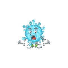 A mascot design of fever coronavirus making a surprised gesture