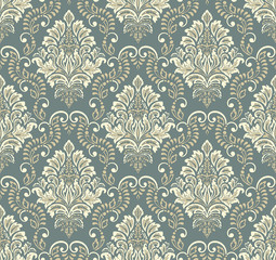 Damask seamless emboss pattern background. Vector classical luxury old damask ornament, royal victorian seamless texture for wallpapers, textile, wrapping. Vintage exquisite floral baroque template.