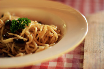 Yummy and delicious spaghetti on the plate