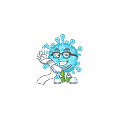 cartoon character of fever coronavirus holding menu on his hand
