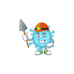 Cool miner worker of fever coronavirus cartoon design concept